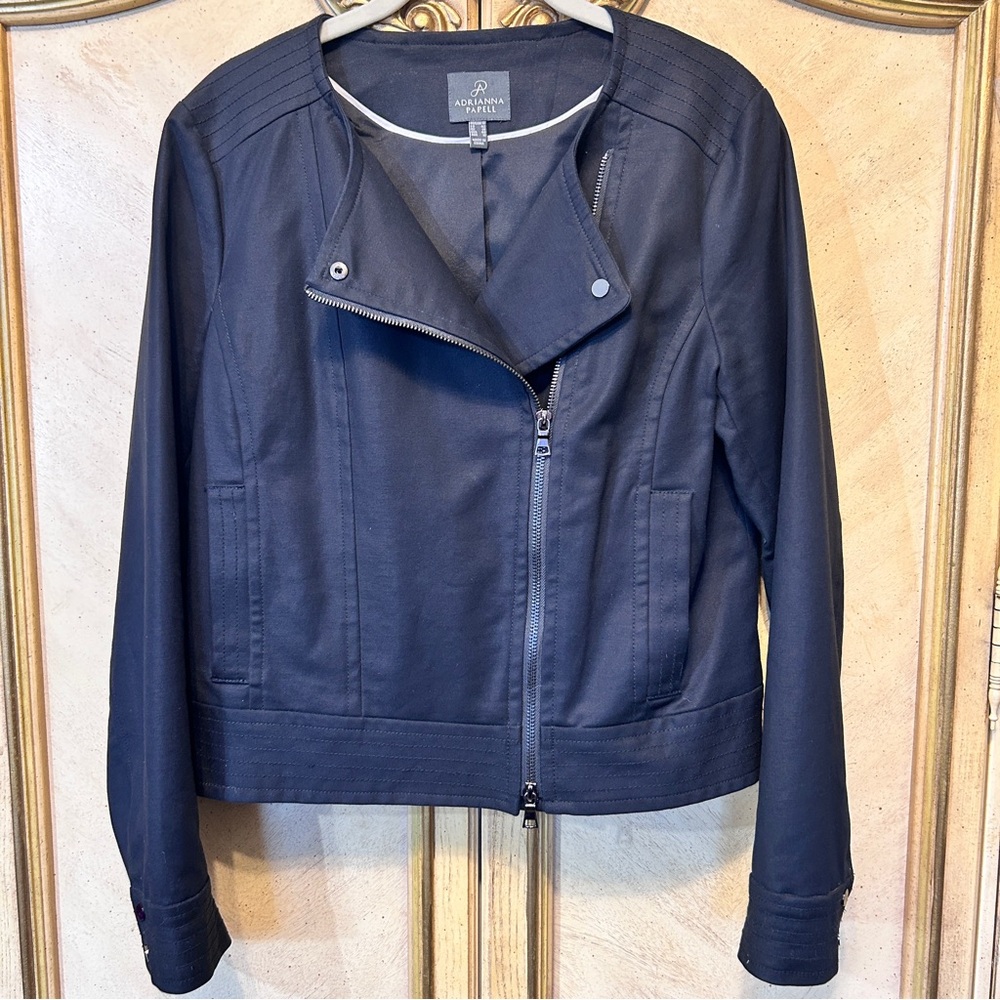 Adrianna Papell Viva Glam Black Moto Style Jacket